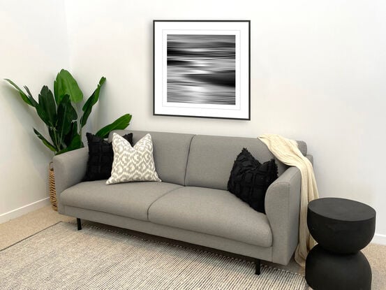 black and white seascape in abstract form