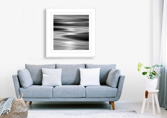 black and white seascape in abstract form