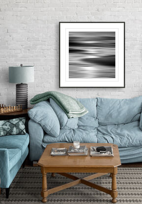 black and white seascape in abstract form