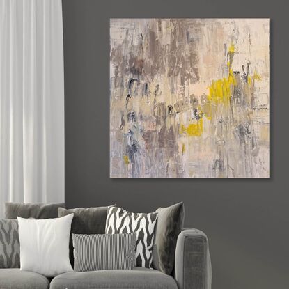 Sunshine On My Mind an original abstract expressive artwork by Andrea Edwards in natural, neutral and earthy tones with a calm ambient room feel.