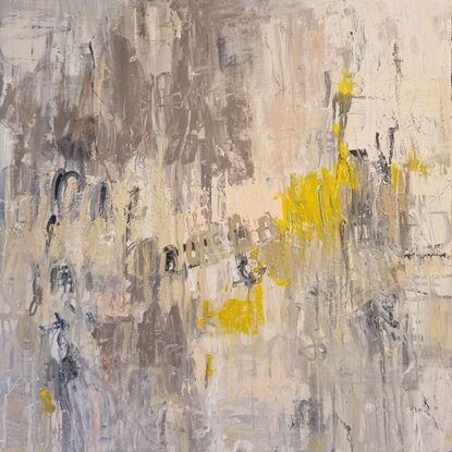 Sunshine On My Mind an original abstract expressive artwork by Andrea Edwards in natural, neutral and earthy tones with a calm ambient room feel.