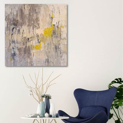 Sunshine On My Mind an original abstract expressive artwork by Andrea Edwards in natural, neutral and earthy tones with a calm ambient room feel.