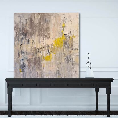 Sunshine On My Mind an original abstract expressive artwork by Andrea Edwards in natural, neutral and earthy tones with a calm ambient room feel.