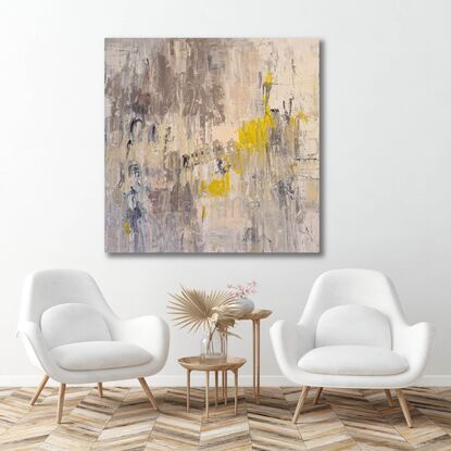 Sunshine On My Mind an original abstract expressive artwork by Andrea Edwards in natural, neutral and earthy tones with a calm ambient room feel.