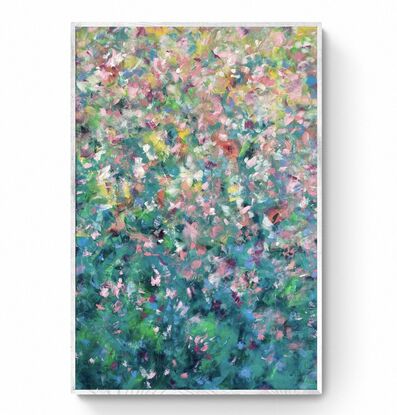 Joyful movement in this layered abstract floral.