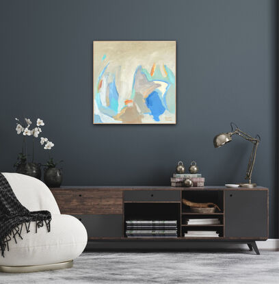 Abstract art with blues and beige.