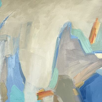 Abstract art with blues and beige.