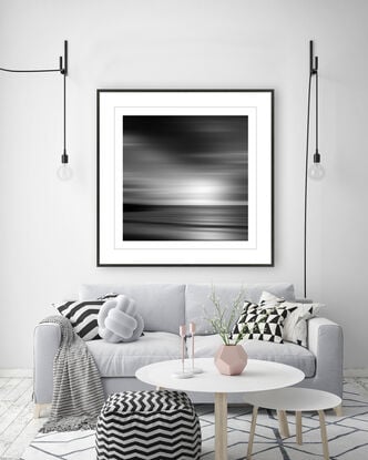 black and white seascape in abstract form