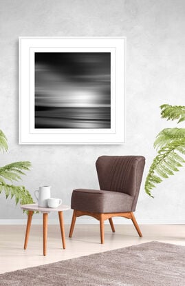 black and white seascape in abstract form