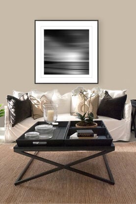 black and white seascape in abstract form