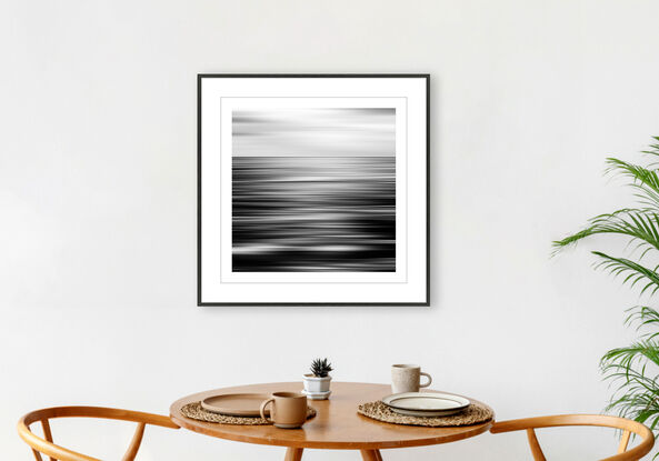 black and white seascape in abstract form