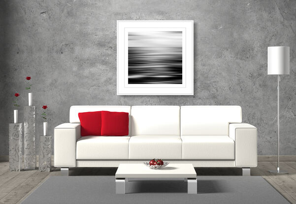 black and white seascape in abstract form