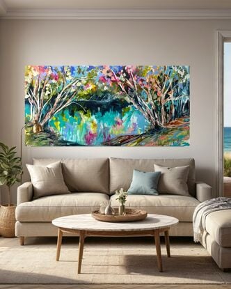   Australiana landscape abstract   River gum tree 