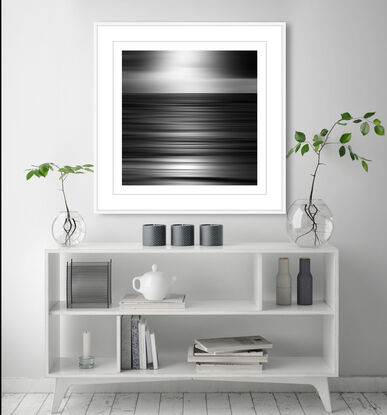 black and white seascape in abstract form