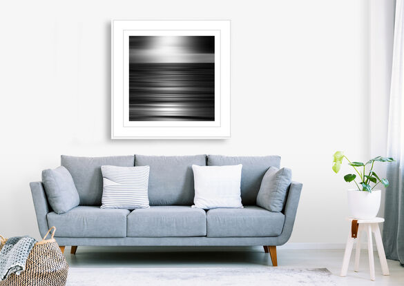 black and white seascape in abstract form