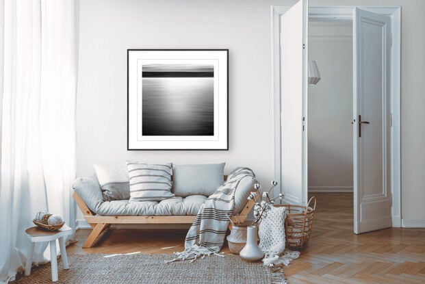 black and white seascape in abstract form