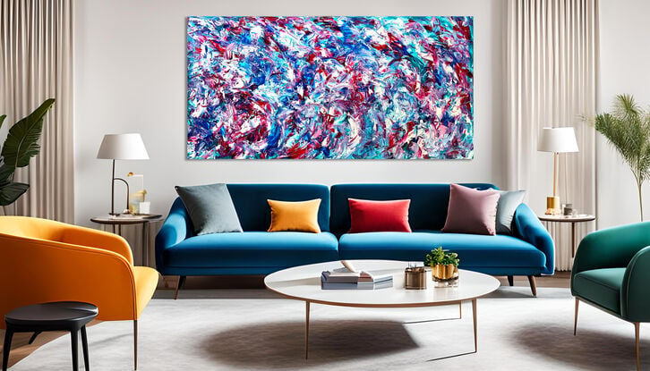 Images show the painting on lounge room walls.