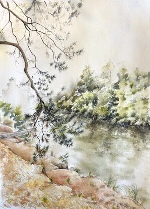 Watercolour inspired by the scenery saw during a foggy morning walk.