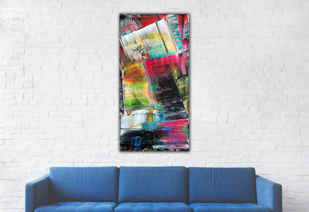 Original Large PMS Abstract Acrylic Painting On Canvas - 24" x 48"
