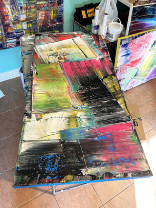 Original Large PMS Abstract Acrylic Painting On Canvas - 24" x 48"
