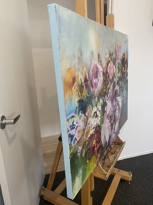 Large Expressionist Bright Florals in Oil