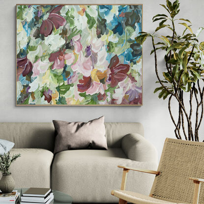 Large colourful wild flower original painting