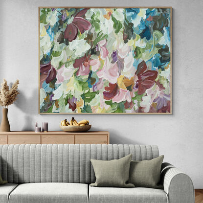 Large colourful wild flower original painting