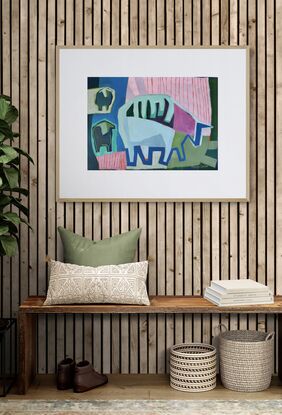 Another cheerful, vibrant piece on paper sitting beautifully beside Sheep in Pasture with Blue…….fabulous for a children’s room, country style decor, a painting to bring joy and a smile to  its new collector.