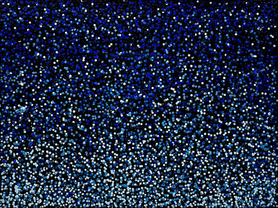 thousands of blue dots on black canvas