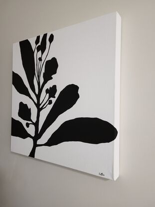 Painting of a black plant on a white background 