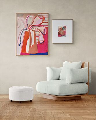 One of two works on canvas filled with vibrant cheerful colour and design. Tulips, floral creations to bring joy and a smile to the collector who chooses this fabulous creation. The vibrancy jumps off the canvas with these two paintings, ideal for a pop of colour in the interior.