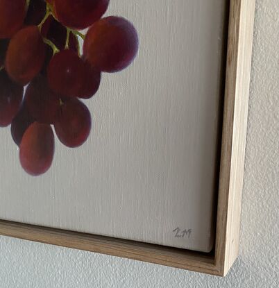 Framed in a Tasmanian Oak frame and painted in professional oil paints on linen.  The artwork shows the beautiful glow that grapes give in the summer. 