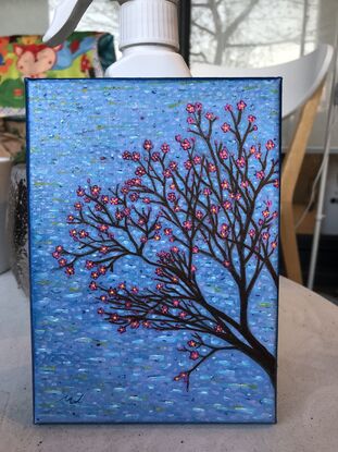 Blossom tree with blue background