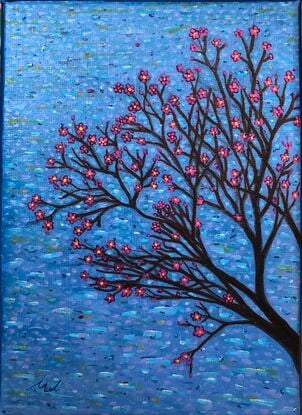 Blossom tree with blue background