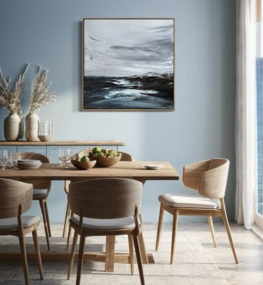 Storm over the beach and ocean and cliffs