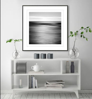 black and white seascape in abstract form