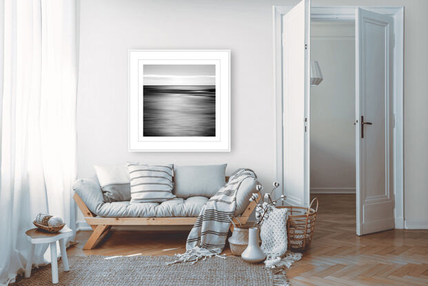 black and white seascape in abstract form