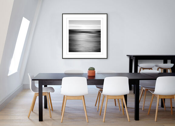 black and white seascape in abstract form