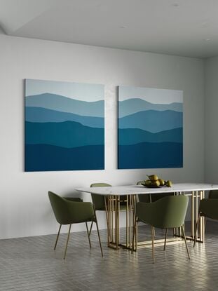 'Rising Duo' are an impression of colour and light moving over the land and sea. I love my paintings to be ambiguous, insinuating rather than dictating what the viewer can see. It always makes me feel calm to paint, it is a very meditative process.

Acrylic paint on canvas

Canvas Measurements:
'Rising A' - 127cm x 127cm x 3.5cm / 50" x 50" x 1.18"
'Rising B' - 127cm x 127cm x 3.5cm / 50" x 50" x 1.18"