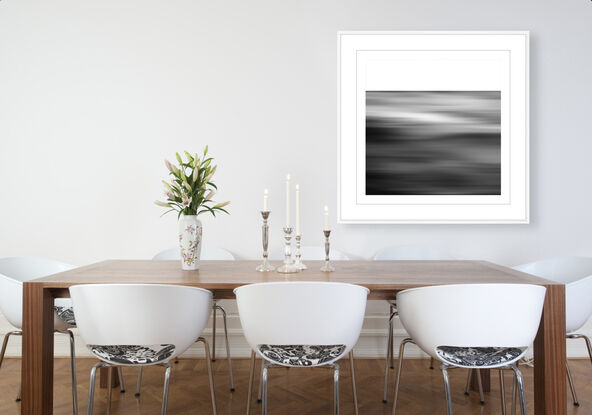 black and white seascape in abstract form