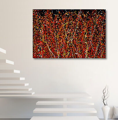 vibrant abstract fire flames dots and lines