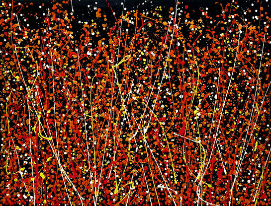 vibrant abstract fire flames dots and lines