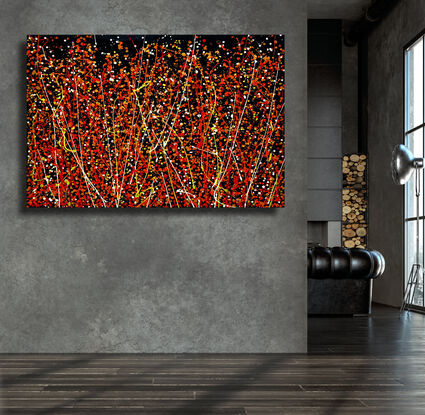 vibrant abstract fire flames dots and lines