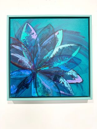 Floral painting in green/blue