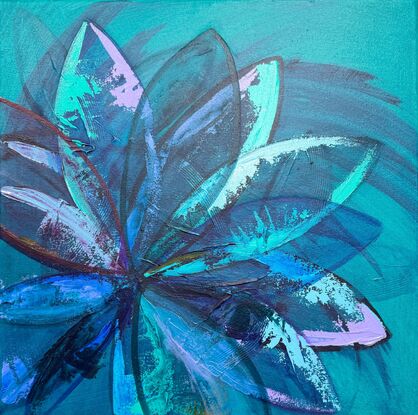 Floral painting in green/blue