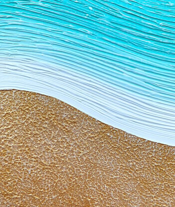 textured abstract beach with greeny blue wave and golden metallic textured sand