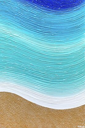 textured abstract beach with greeny blue wave and golden metallic textured sand