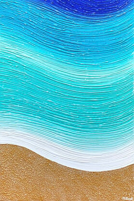 textured abstract beach with greeny blue wave and golden metallic textured sand