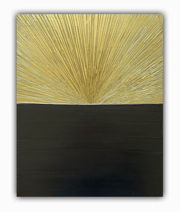 A textured gold and smooth black painting 