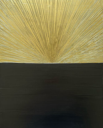 A textured gold and smooth black painting 